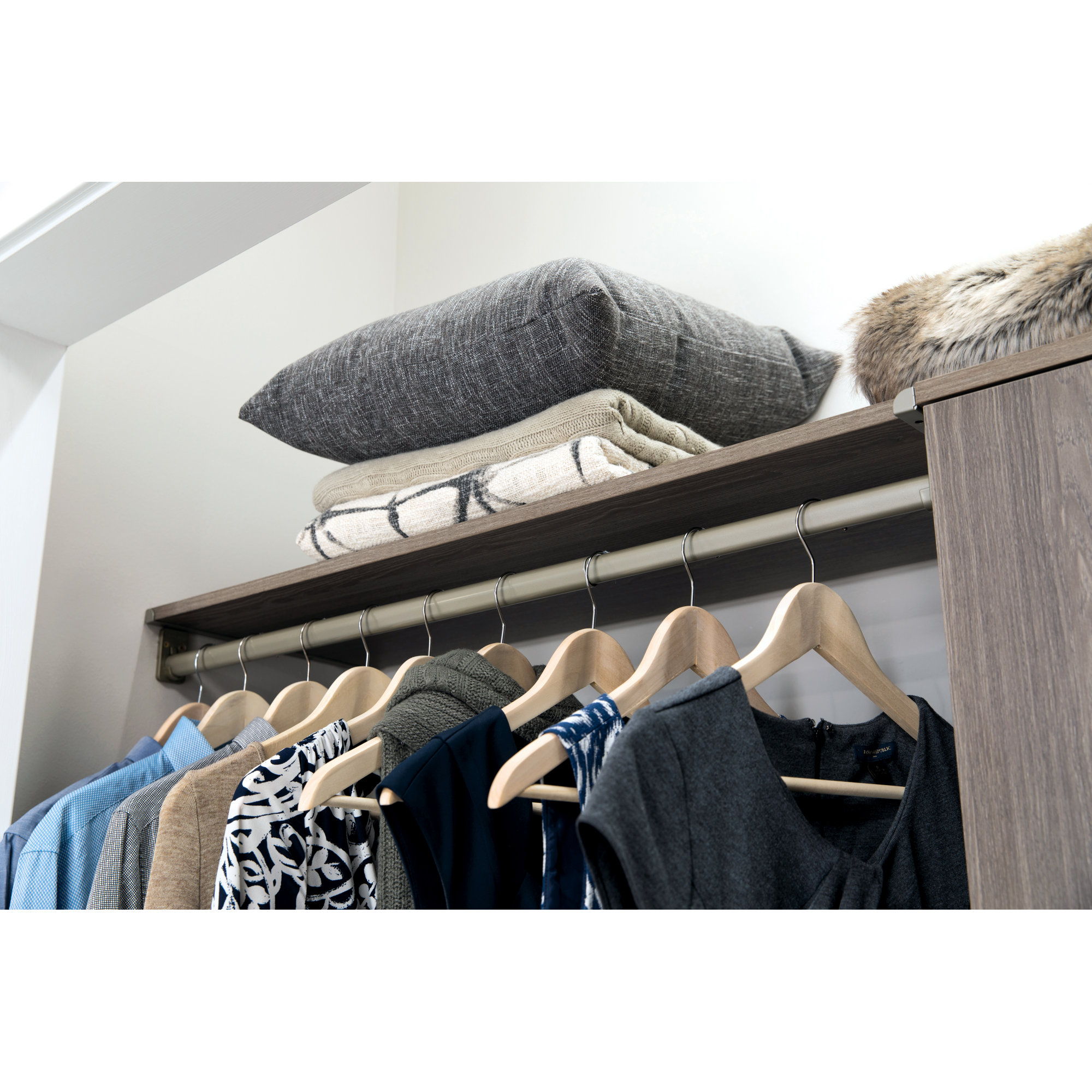 SuiteSymphony 84" W - 120" W Closet System with Drawer, Graphite Gray