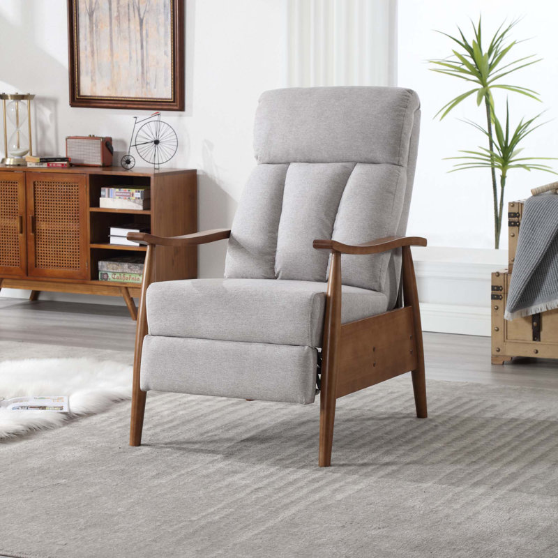 Fauteuil inclinable en tissu Solay, Lin gris pâle