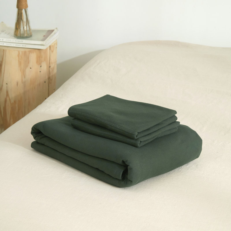 VCLIFE Luxury Soft 100% Cotton Duvet Cover Set, Twin Duvet Cover + 2 Pillowcases, Army Green