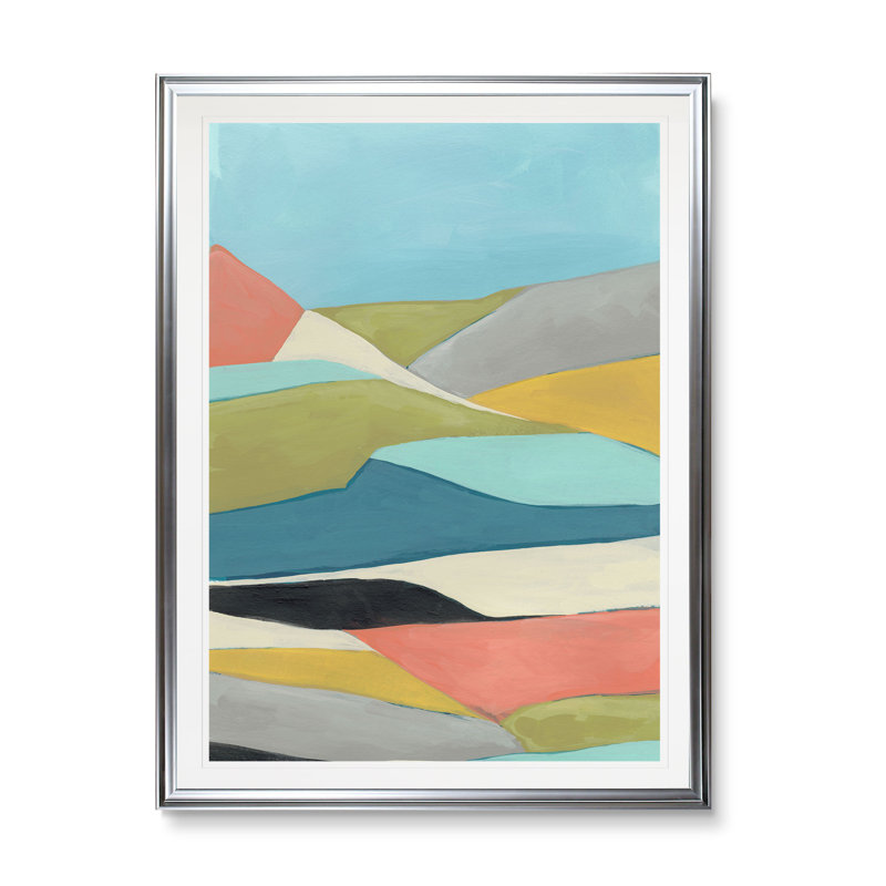 Geoscape II - Impression, H 45 po x l 30 po x P 1,5 po, Cadre argenté
