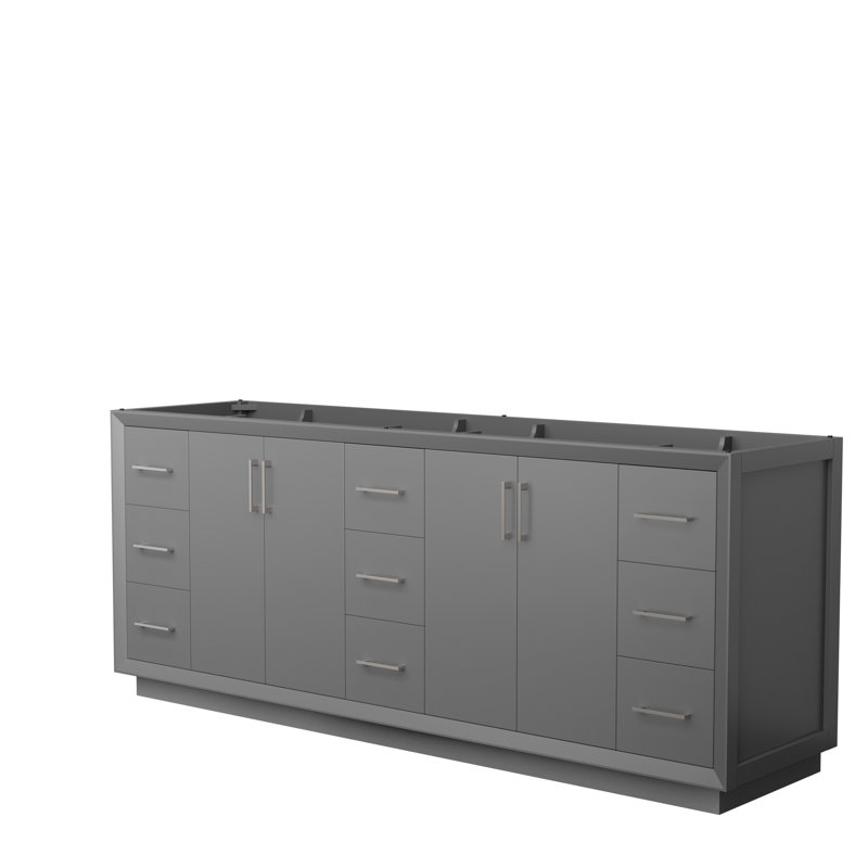 Strada 83.25'' Double Bathroom Vanity Base Only, Dark Gray/Gray