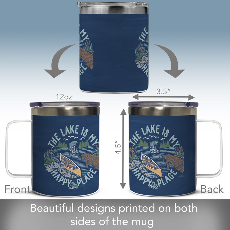 Tasse en acier inoxydable avec couvercle 12 onces Lakeside Days
