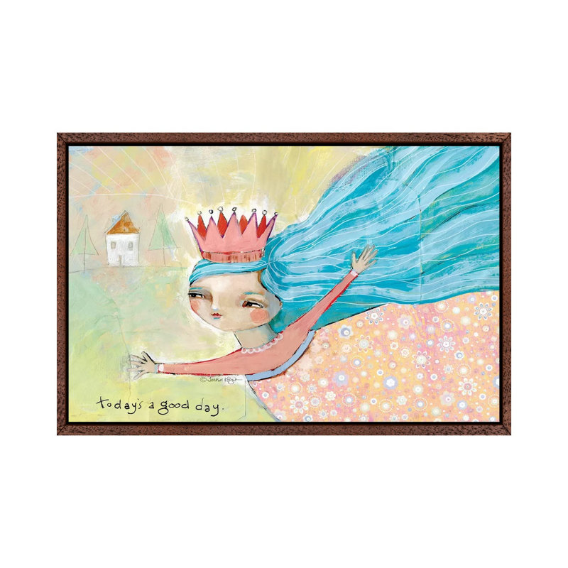 Good Day 1 Piece Painting on Canvas, 45.72cm H x 66.04cm W x 3.81cm D, Classic Brown Wood Framed