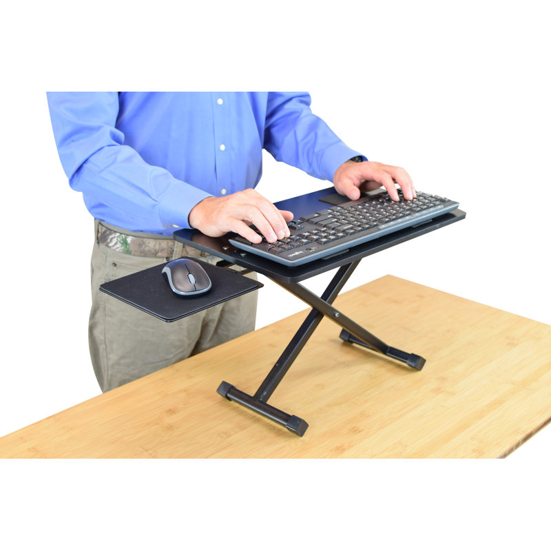 Adjustable Black Metal Ergonomic Keyboard Stand with Mouse Pad