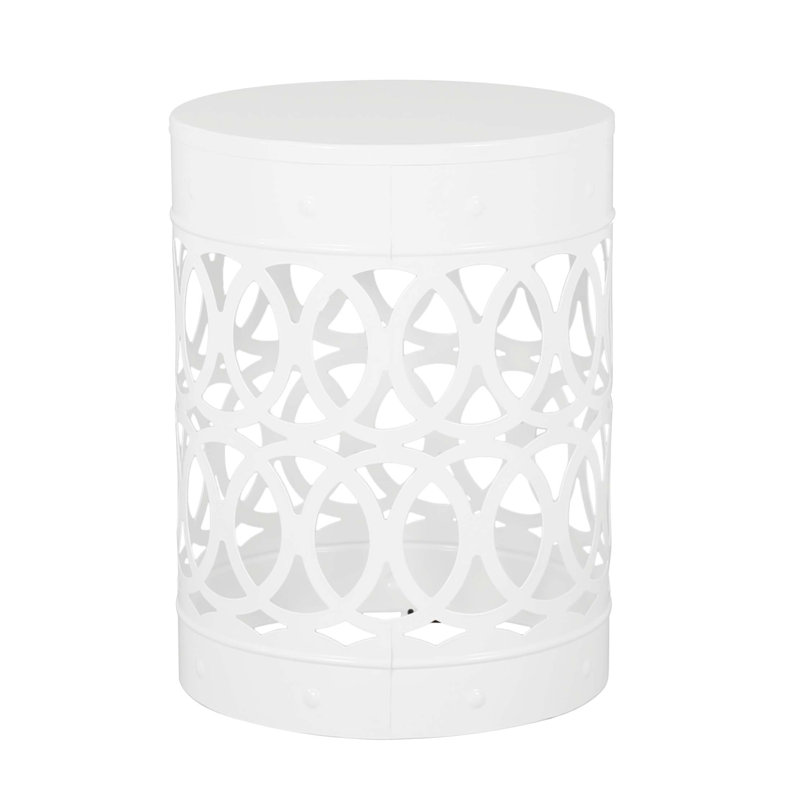 Outdoor Metal Side Table -Large, White