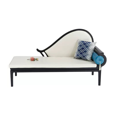 New Chinese Style Solid Wood Chair Upholstered Chaise Lounge