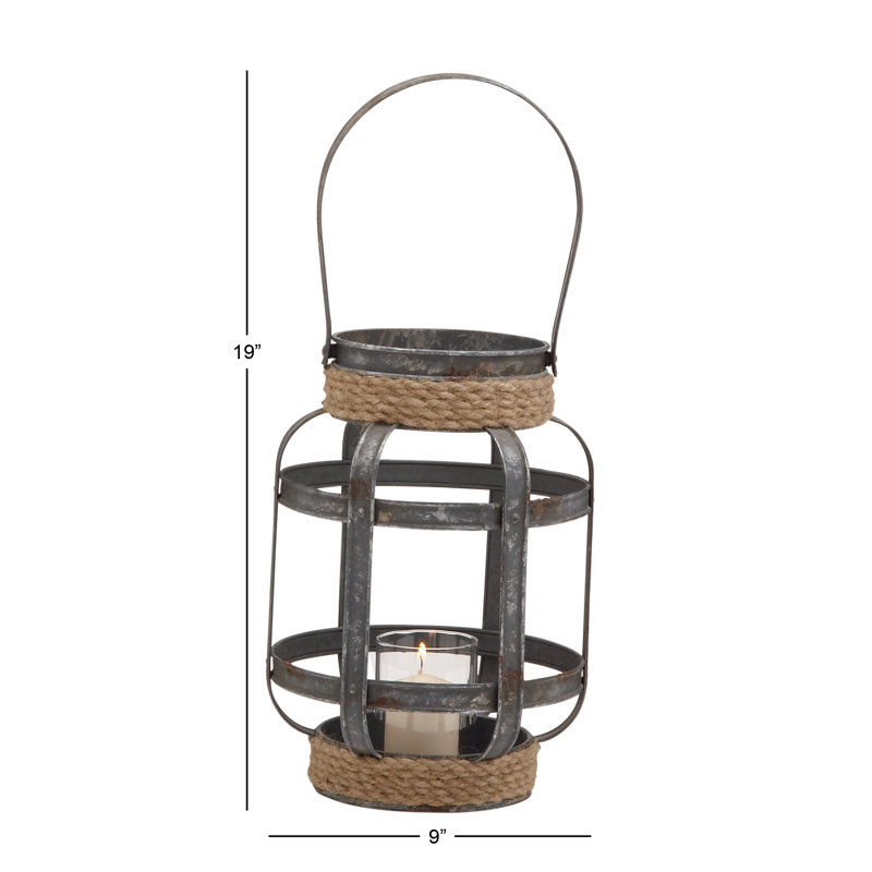 Lanterne de table en fer, H 12 po x l 9 po x P 9 po