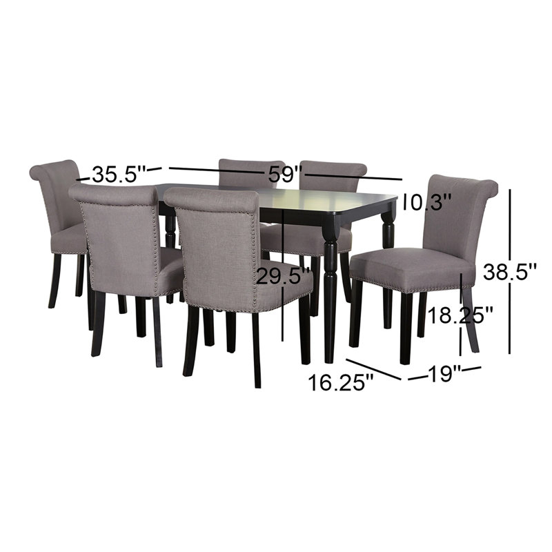 Ensemble de salle à manger Ozias, 7 (1 table + 6 chaises)