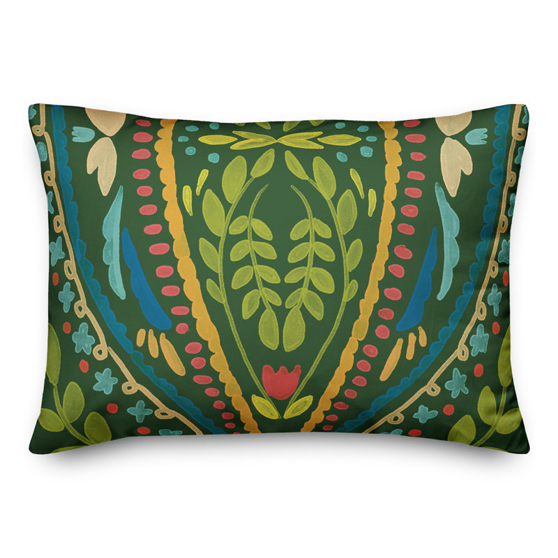 Housse et insert de coussin d'extérieur Juan, Vert, Floral 5