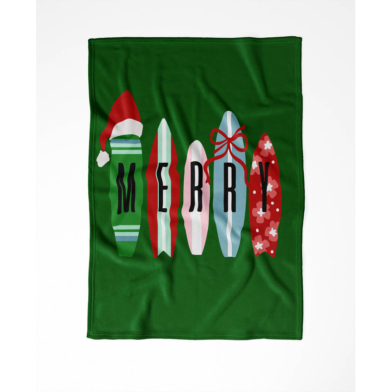 Jeté en velours Merry Surf Holiday, L 60 po x l 50 po, Vert