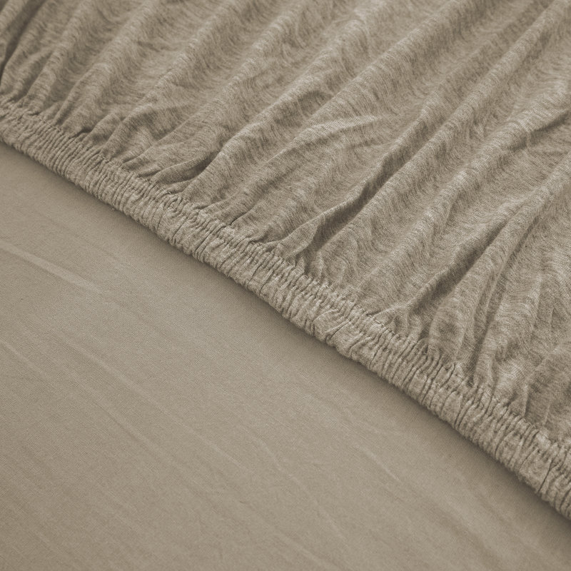 Jersey Knit Fitted Sheet, Double (4'6), Beige