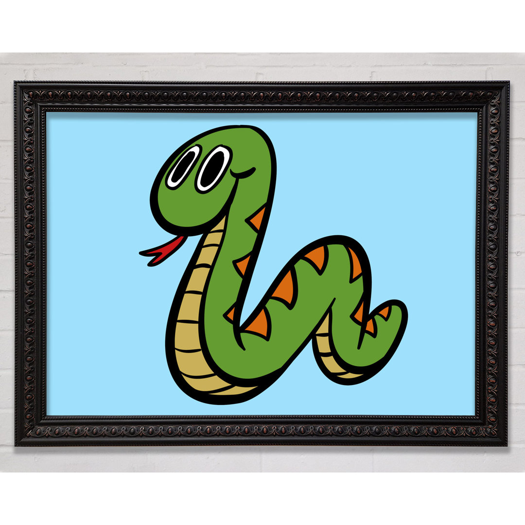 Gerahmtes Leinwandbild Cartoon Snake in Flieder