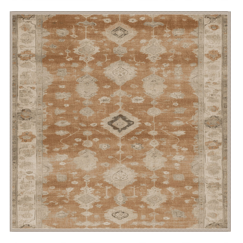 Tapis brun lavable à la machine, Carré 7 pi