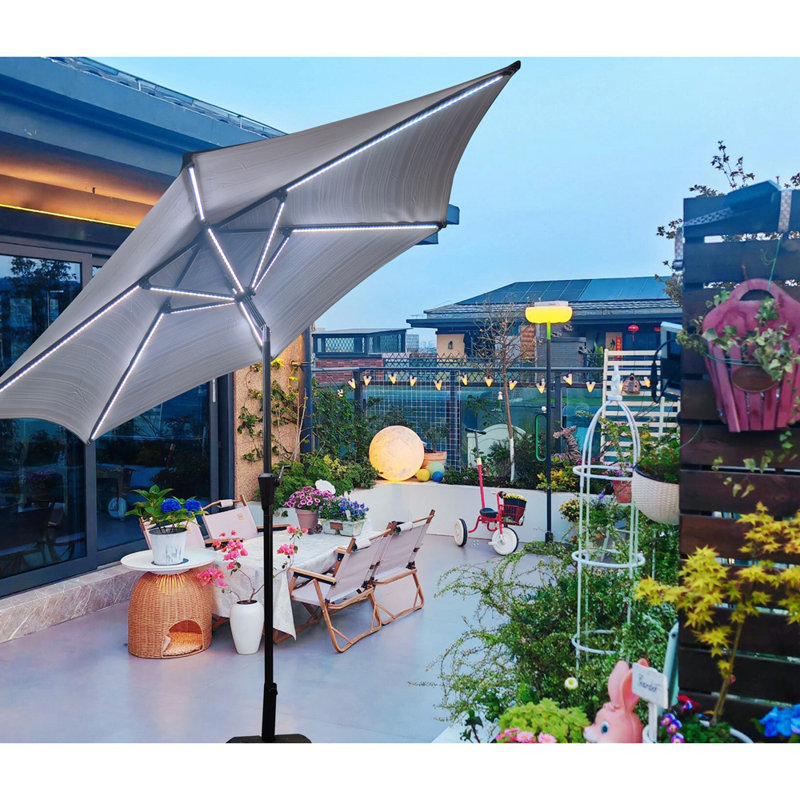 Parasol 9 pi avec rayures, Rayures bleues
