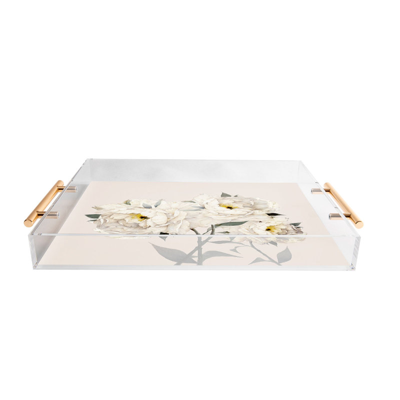 Nadja White Peonies Acrylic Tray
