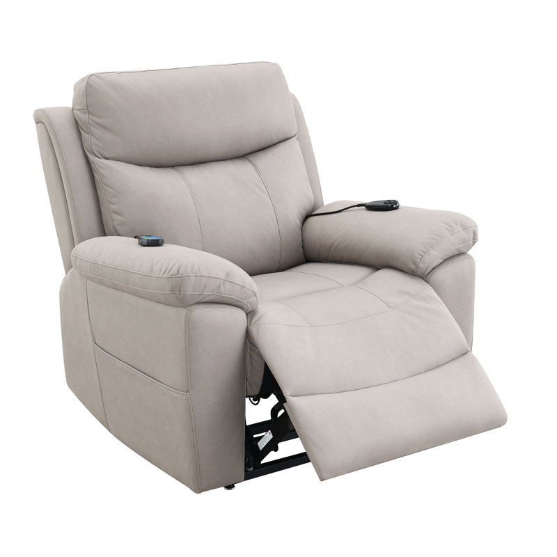 Fauteuil inclinable électrique en microfibre Chriki, Gris clair