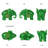 6-Piece Green Jade-Look Elephant Figurines Set with Gold Patterns - Lucky Feng Shui Animal Statues Home Decor-590708678