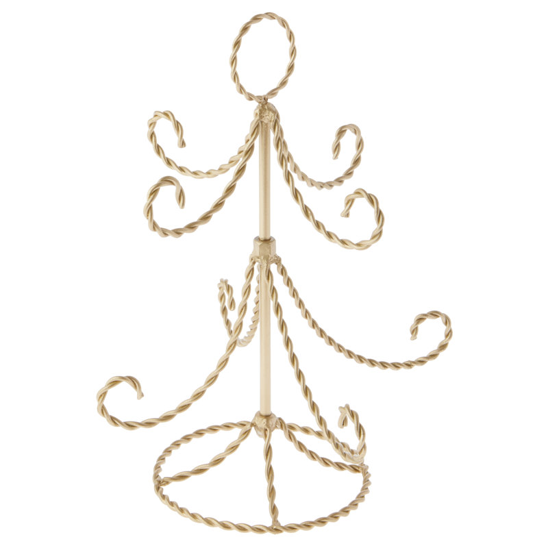 The Holiday Aisle® Gold-toned Twisted 8 Arm Ornament Display Tree, 13.75" H x 11.75" W x 11.75" D
