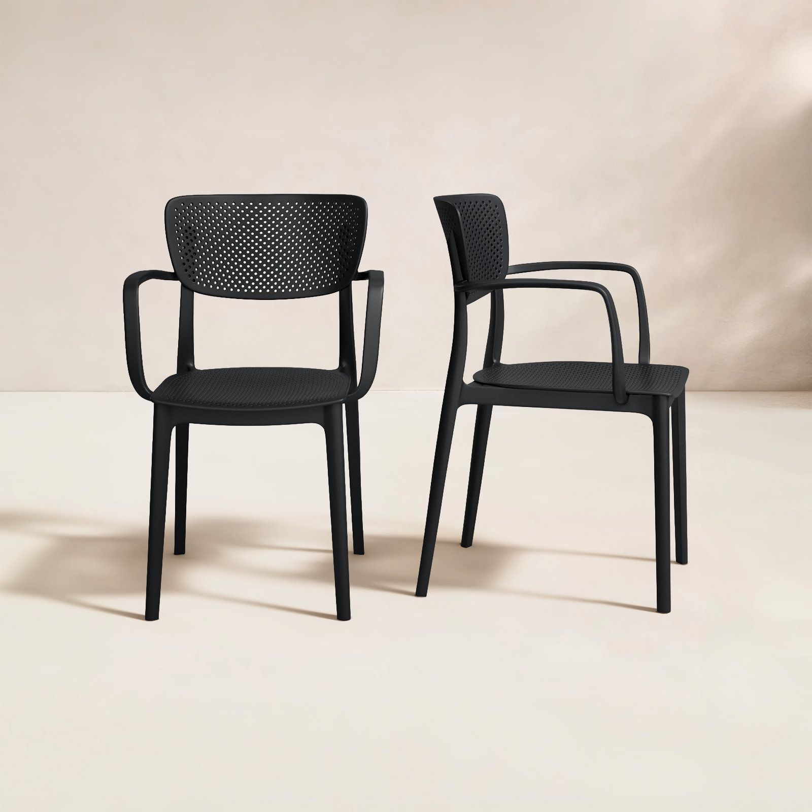 Farrah Stacking Patio Dining Armchair, Black