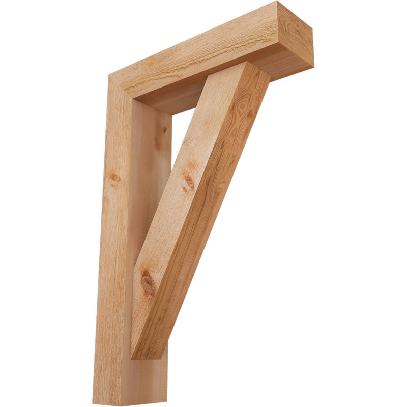 Traditional Block Bracket w/ Offset Brace, 34 x 22, 6"W Western Red Cedar (Rough Sawn)