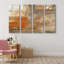 Peintures abstraites grises et oranges, formes abstraites, 4 pièces