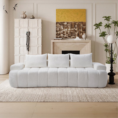 Canapé modulaire compressé très large de 100 po à l'avant courbé, canapé Boucle 3 places en forme de nuage avec mousse à haute résilience, facile à déplacer et à expédier, canapé surdimensionné moderne pour le salon