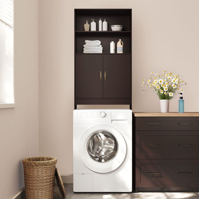 Armoire de rangement autoportante au-dessus de la toilette H 77 po Keedyn, Espresso