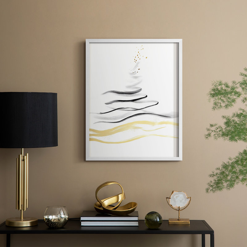 «Christmas Holiday Art» CDXxIV, reproduction d'art encadrée - bois massif, H 21 po x l 17 po, Blanc