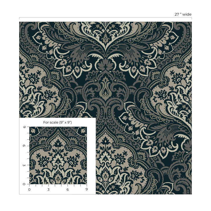 Rouleau floral Mantz, Noir / gris