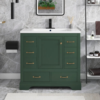 Meuble-lavabo autoportant 36 po avec lavabo en céramique 36 po