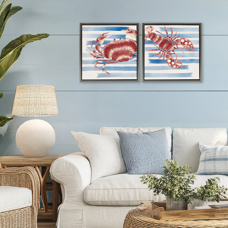 Ensemble de cadres flottants 2 pièces Striped Claws Sea Creatures, design par Eli Jones, H 18 po x l 18 po
