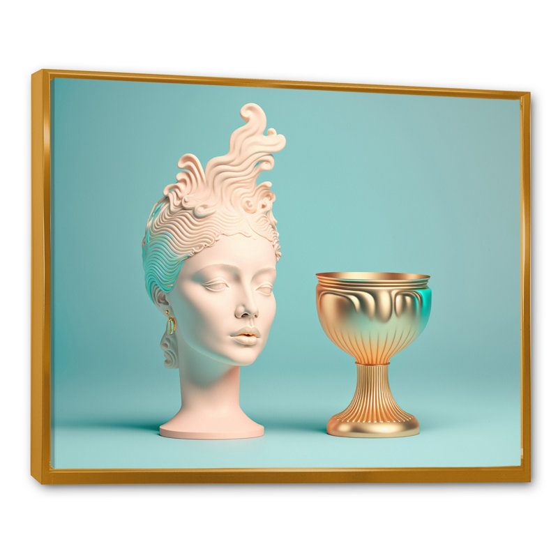 «Marble Woman surrealistic Universe II», reproduction sur toile, H 30 po x l 40 po x P 1,5 po, Toile avec cadre flottant or