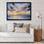 Coucher de soleil jaune sur un lac bleu - peinture sur toile-67443085-67443088