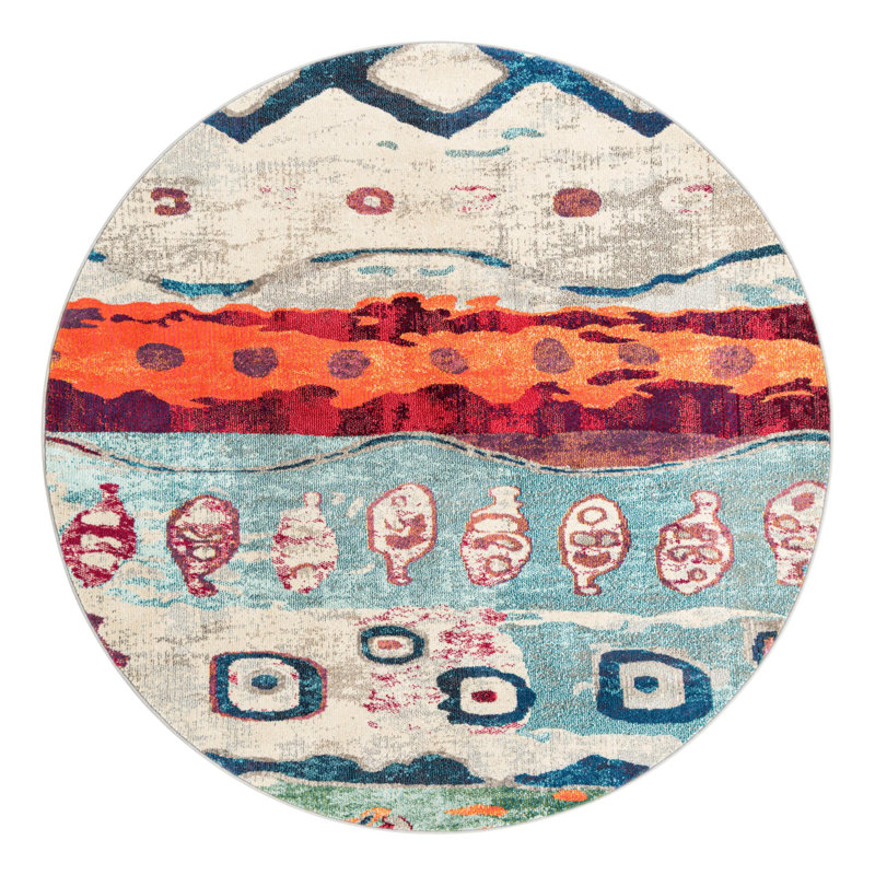 Washable Indoor Rug, Round 7'1"