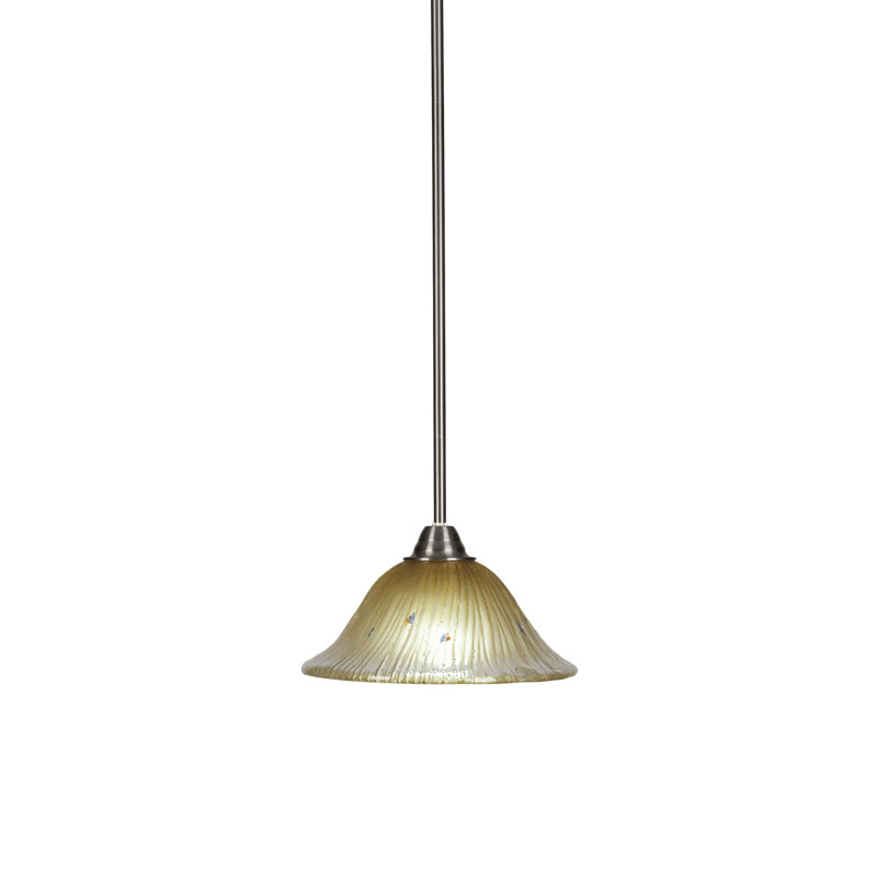 Luminaire suspendu avec tige en verre 10 po Achen Paramount, Jaune, Nickel brossé