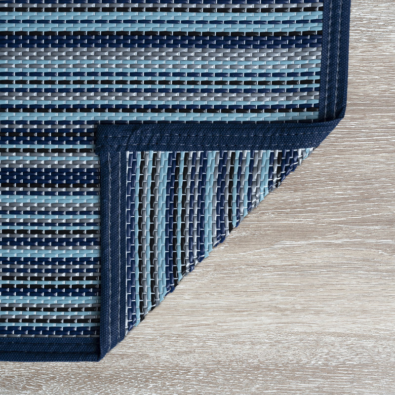 Tapis contemporain à rayures Sheffield, bleu marine, Rectangle 4 pi x 5 pi 11 po