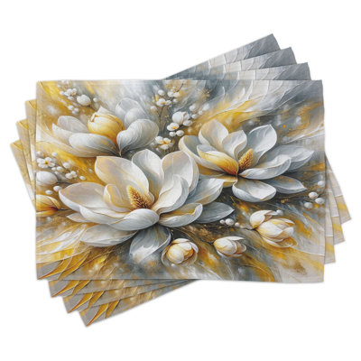 Polyester Pale Orange Blue Grey Rectangle Placemat