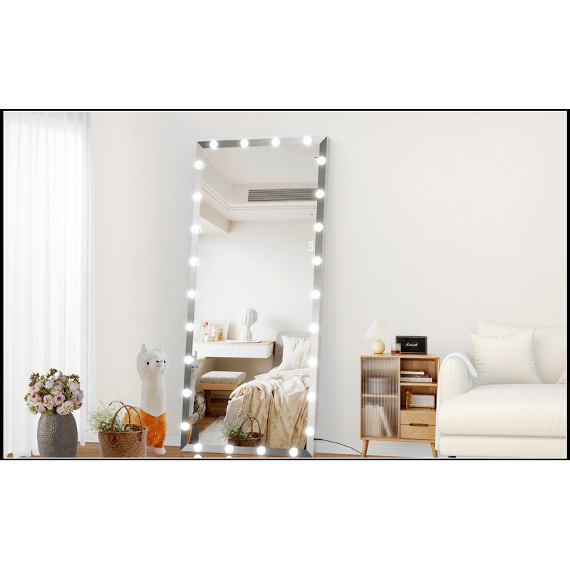 Miroir pleine grandeur Hollywood avec lumières, miroir de coiffeuse surdimensionné pour le corps entier, 3 modes de couleur, grand miroir de plancher pour la chambre à coucher et le vestiaire