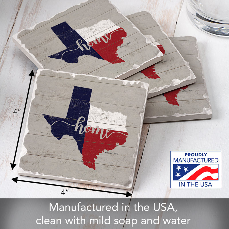 Ensemble de sous-verres au fini carreaux August Grove® Texas Flag Home