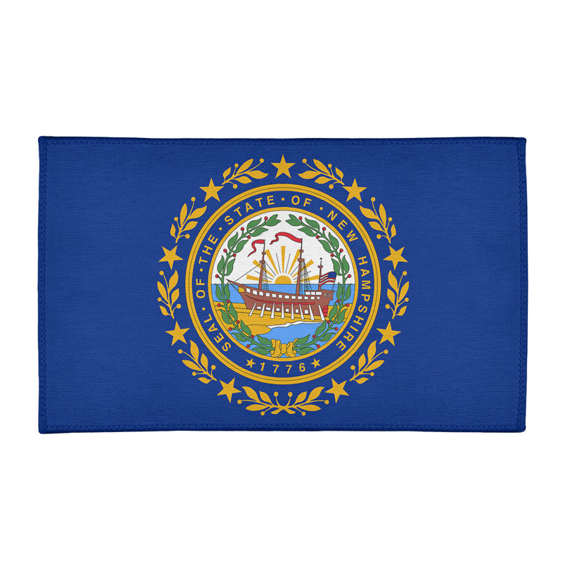 Tapis de chenille avec drapeau new hampshire, Rectangle 3 pi x 5 pi