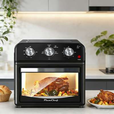 Combo four grille-pain à friteuse à air (13 pte) - La circulation d'air chaud à 360 ° permet une cuisson saine sans huile, un four de comptoir à convection multifonctionnel en acier inoxydable avec temps et température réglables