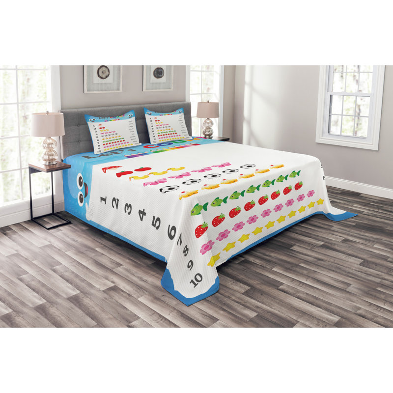 White/Pink/Yellow/Red 100% Microfibre Bedspread, 220 x 264 cm