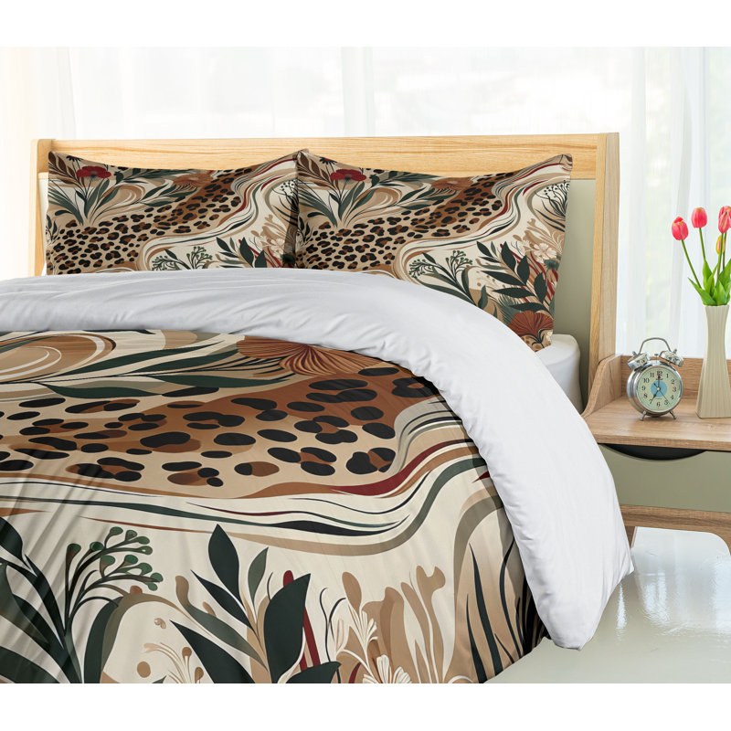 Leopard Print Duvet Cover, King Duvet Cover + 2 Standard Shams