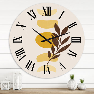 Abstract Geometrical Sun and Moon With Leaf VII - Modern wall clock