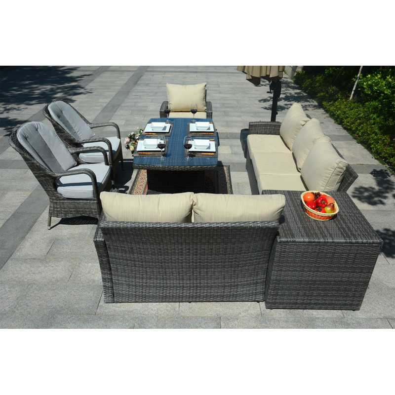 Algird 8 - Person Patio Conversation Set with Cushions