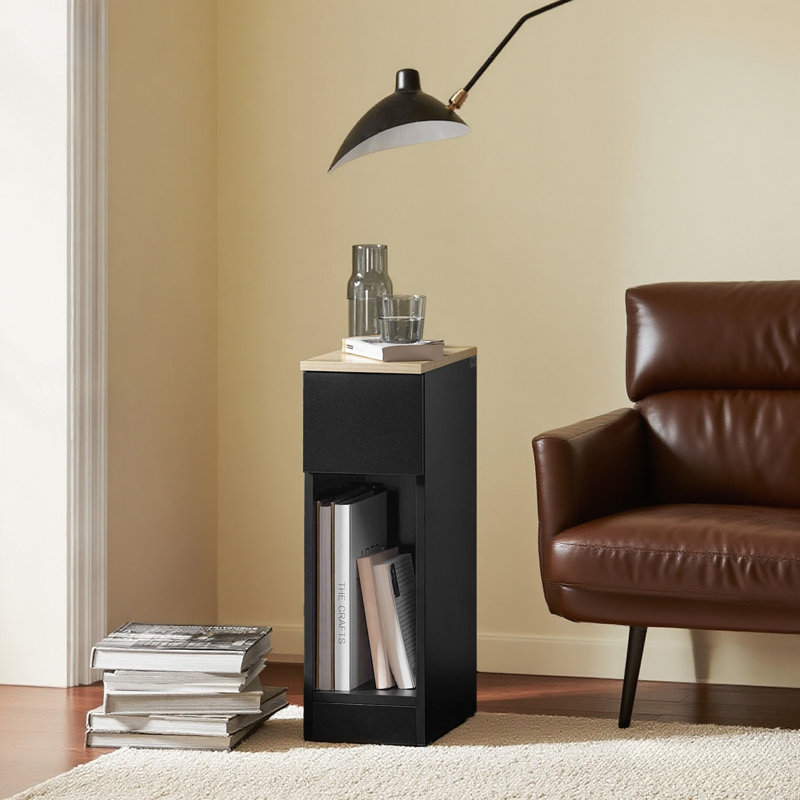 Jayshaun 20cm 1 Drawer Bedside Table, Black/Natural