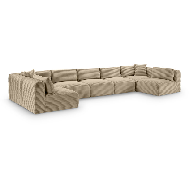 Canapé modulaire Carmean, Velours côtelé texturé taupe, 5 Armless, 2 Corner