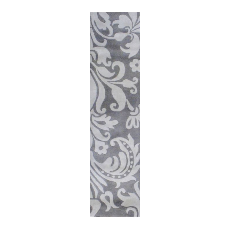 Tapis gris / blanc touffeté à la main