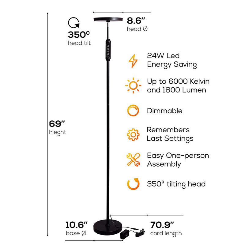69'' Black LED Novelty Floor Lamp