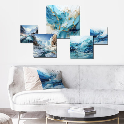 Island Glacier Charm In Winter - Glacier Wall Art Set Of 5